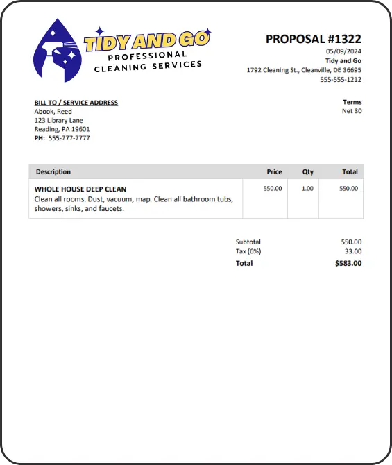 example cleaning service proposal