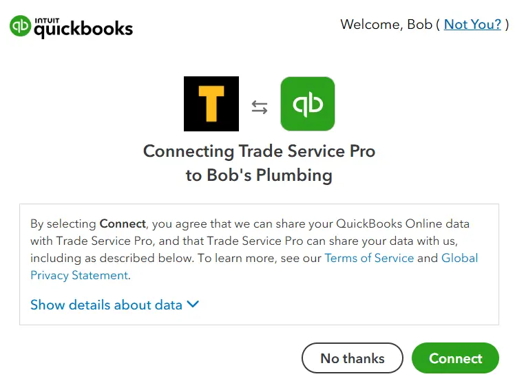 Trade Service Pro and QuickBooks integration